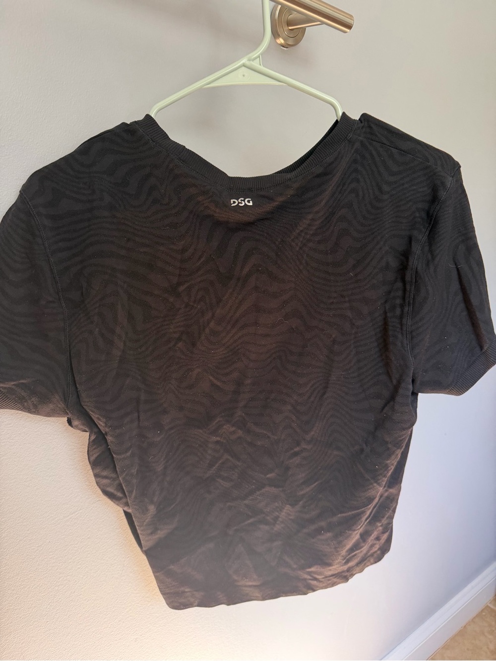 DSG Black Short Sleeve Crop Top with Subtle Wave Texture